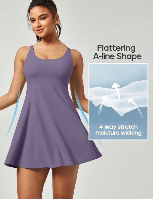 Heathyoga Tennis Dress for Women - Athletic Style with Built-In Shorts & Pockets | Summer Golf Outfit