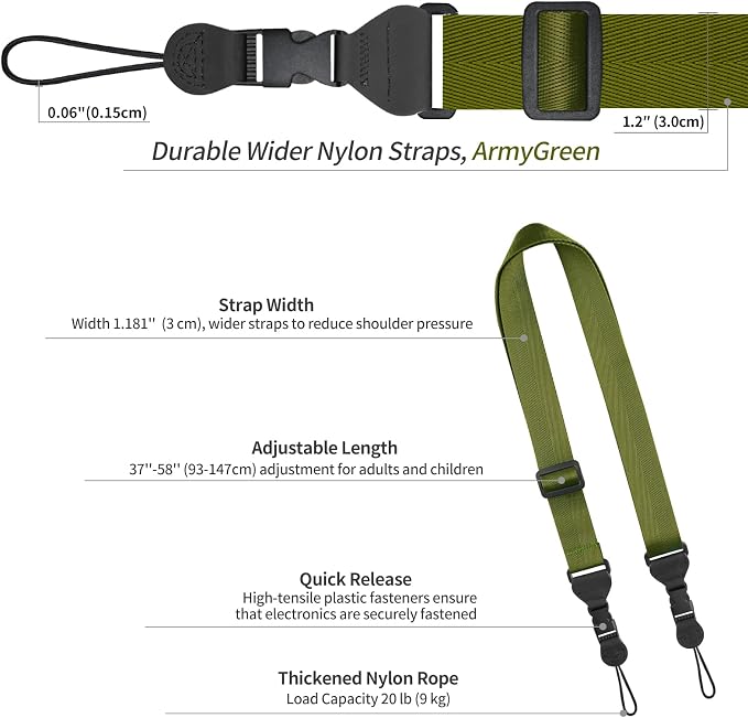 FIEIL Nylon iPad Strap, Adjustable Camera Neck Strap, Comfortable Shoulder Strap
