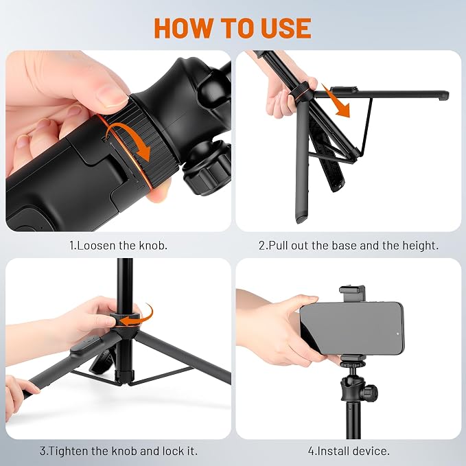 JOILCAN Tripod for iPhone & Camera, Extendable Portable Phone Tripod Stand for