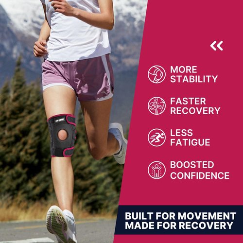 Fit Geno KneeXpert Knee Brace - Adjustable Compression Support with Side Stabilizers & Patella Gel Pad | M/L Size for Pain Relief