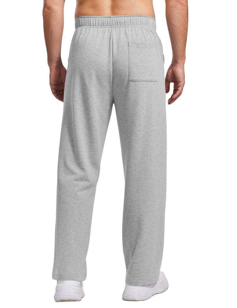 PINSPARK Men's Sweatpants with Pockets Open Bottom Jogger Sweatpants Uncuffed Lightweight Straight Leg Sweat Pants for Men Grey