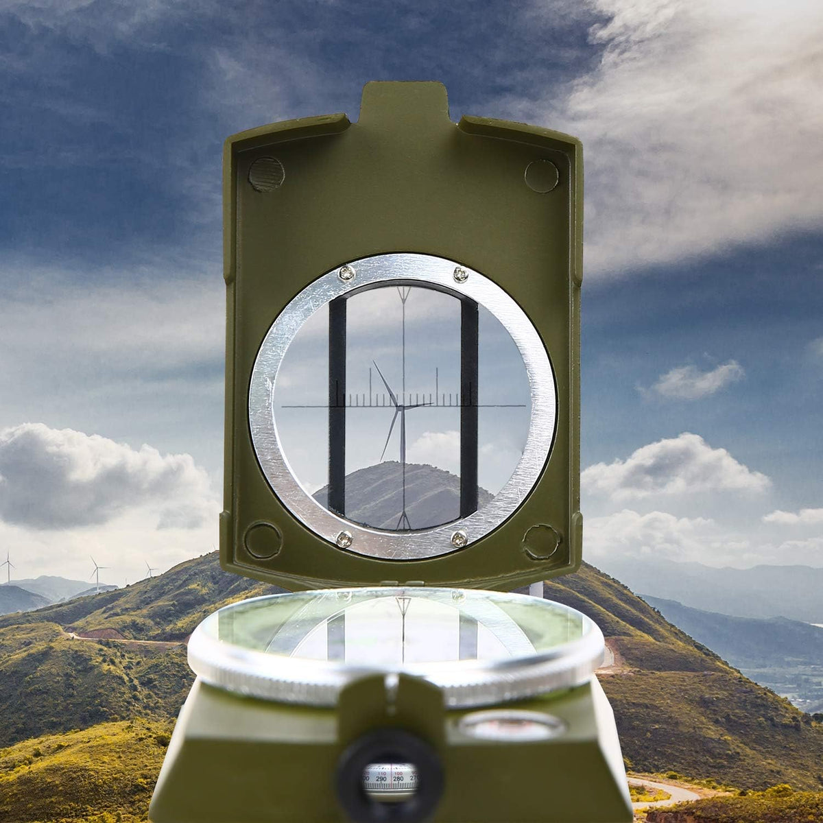 Sportneer Multifunctional Compass - Army Green & Black with Inclinometer for Camping & Backpacking