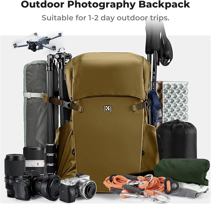 K&F CONCEPT Camera Backpack, 30L Large Capacity Camera Bag, Waterproof DSLR