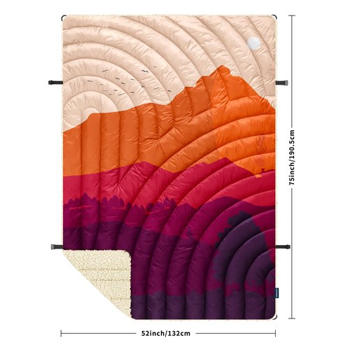 hotkoko Outdoor Camping Blanket,Warm Thick Camp Blankets with Sherpa Lining Soft Fleece Camping Blanket Puffy Camping Quilt for Cold Weather Traveling, Stadium, Hiking, Picnics
