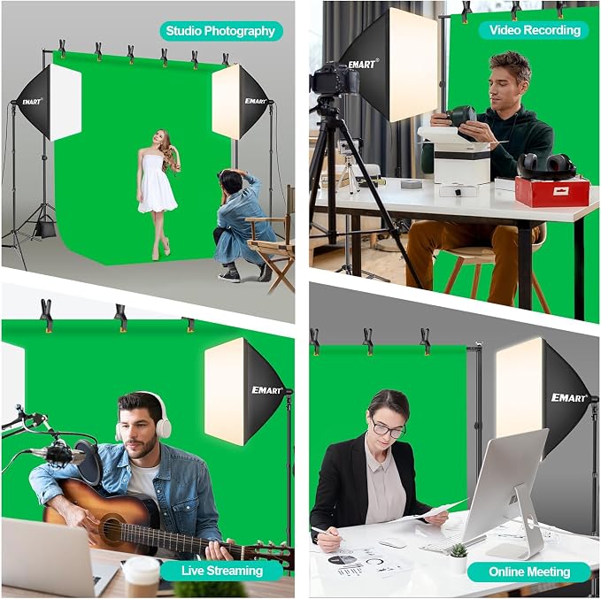 EMART Photography Lighting Kit, 7 x 10 FT Backdrop Stand