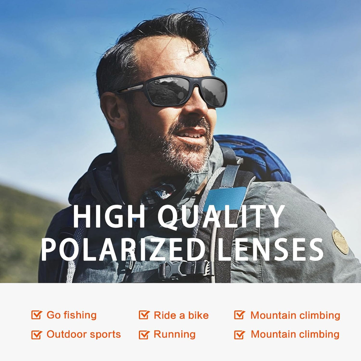 Suoso Polarized Sports Sunglasses - UV400 Protection Wrap-Around Goggles for Men | Ideal for Driving & Fishing