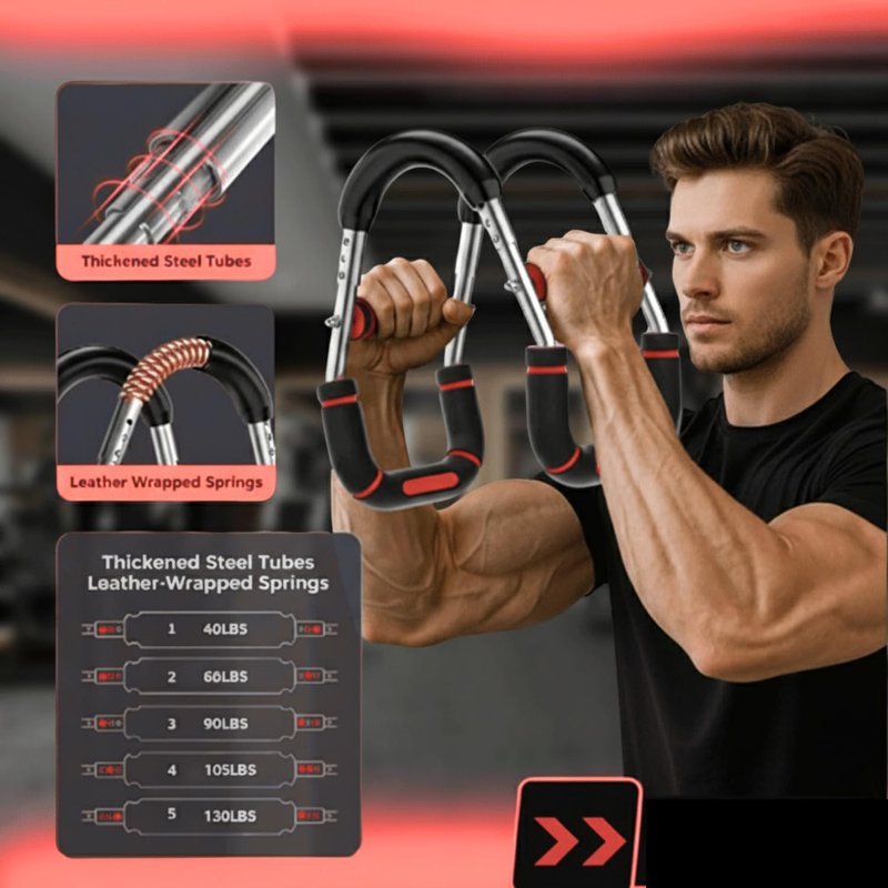 Twister Arm Trainer with Hand Gripper, Professional Arm Workout Equipment with 3Resistance Levels (60–130LB), Adjustable Chest Trainer for Men, Multi-Functional Arm Twister Exerciser for Home Workout