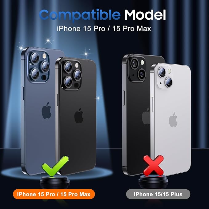 UniqueMe for 3 Pack iPhone 15 Pro/iPhone 15 Pro Max Camera Lens Protector