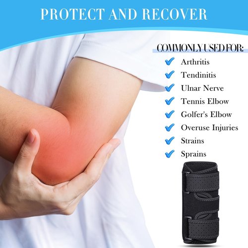 Niceuare Elbow Brace with 2 Removable Metal Splints - Adjustable Elbow Support for Tendonitis, Cubital Tunnel Syndrome, and Ulnar Nerve Entrapment Pain Relief Fit Men & Women