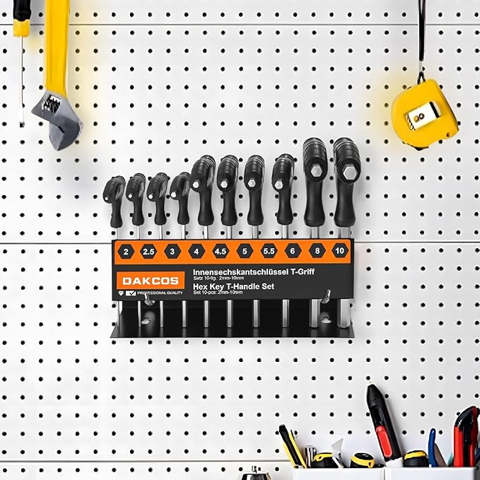 10 pcs T Handle Allen Key Set, Hex Key T-Handle Set, Metric 2mm-10mm Hex Wrench Set with Storage Rack, Cr-V