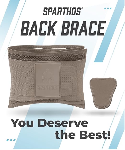 Sparthos Back Support Belt - Relief from Back Pain, Sciatica, Herniated Disc - Lower Backbrace With Lumbar Pad For Home & Lifting At Work - For Men & Women - Fits 52–59″ Waist (X-Large, Check Sizing)