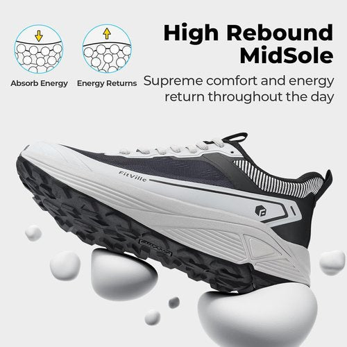 FitVille Wide Walking Shoes - Lightweight Breathable Athletic Sneakers with Arch Support | Anti-Slip Design