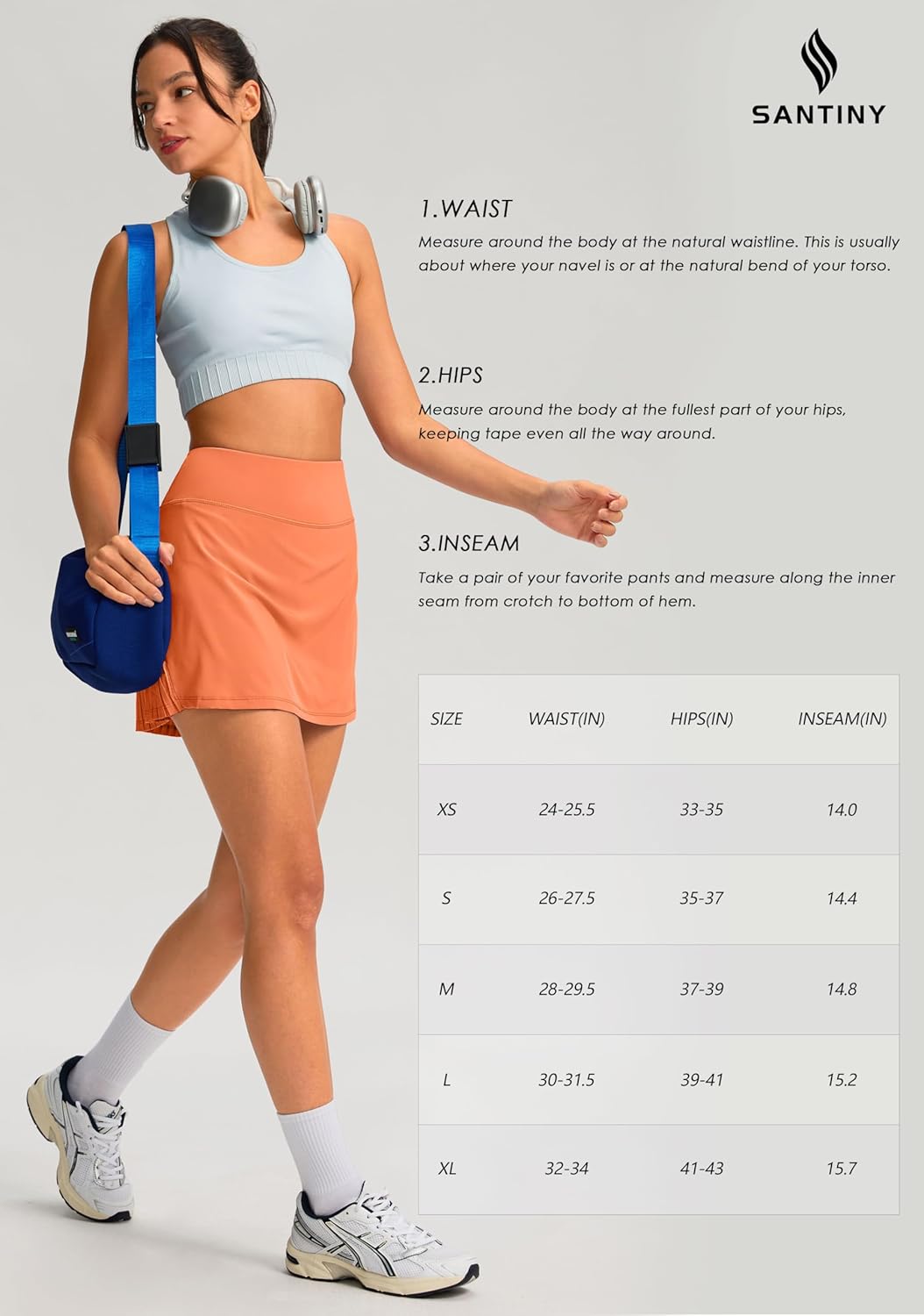 SANTINY 14" Tennis Skirt - Pleated High-Waisted Skorts with Built-In Shorts for Women | Athletic Golf Skort