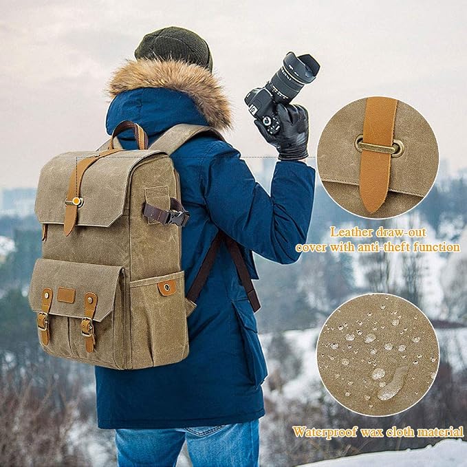 UBAYMAX Camera Backpack, DSLR SLR Waterproof Canvas Camera Bags Rucksack 15.6