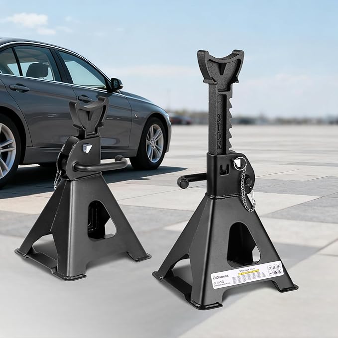 Donext Jack Stands, 3 Ton (6,000 lbs) Capacity Car Jack Stands Double Locking, 11.4"-16.54" Adjustable Height, Car Stand for Lifting, Black, 1 Pair
