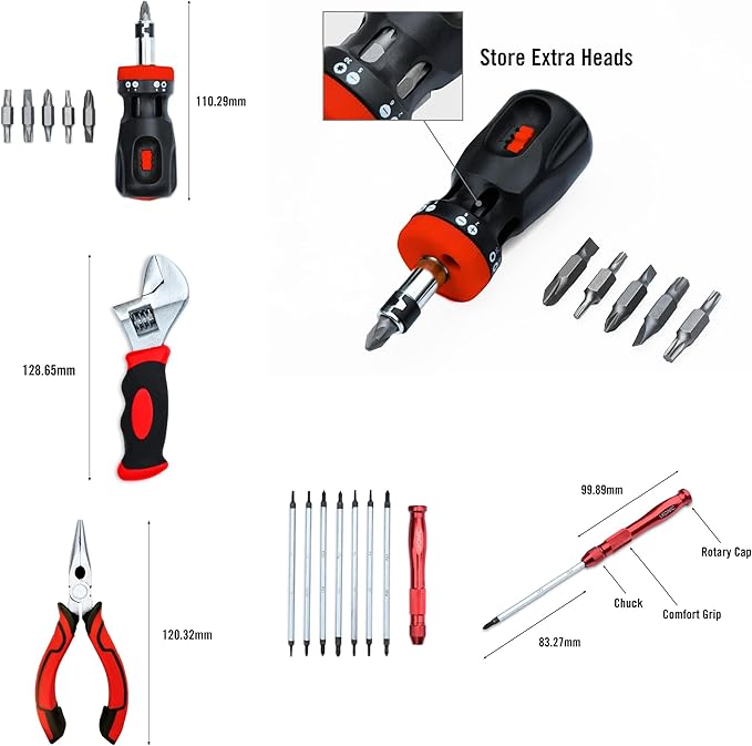 Marvel Mighty Thor's Hammer Mjolnir 91-Piece Tool Set, All-In-One Kit | Gadgets Include Screwdrivers, Wrench, Hammer, Pliers, Hook Sets, and More