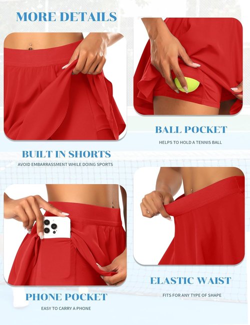 JoyGirl Tennis Skirt - High Waist Pleated Golf Skort with Shorts & Pockets for Women