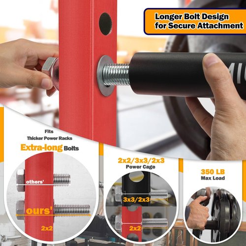 MIUONO Weight Plate Holder, Power Rack Attachments Squat Rack Weight Plate Holder Storage for 2 inch Olympic Plates, 2x2 3x3 2x3 Power Cage for 1 inch holes (2 Pack)