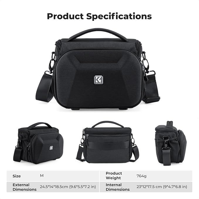 K&F CONCEPT Hardshell Camera Bag, Crossbody Camera Sling Bag