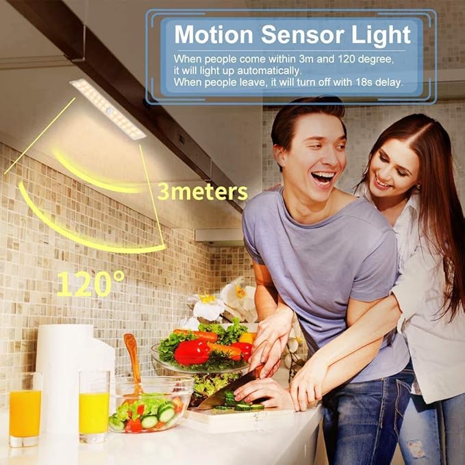 LED Closet Light, 28LED Dimmer Rechargeable Motion Under Cabinet Lighting Stick-Anywhere Night Light for Stairs,Wardrobe,Kitchen,Hallway