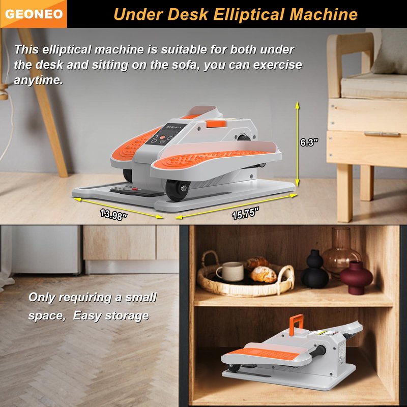Under Desk Elliptical Machine, Electric Elliptical Exerciser for Senior, Quiet and Small Electric Seated Pedal Exerciser for Home with Remote Control and 12 Adjustable Speeds (White-pro)