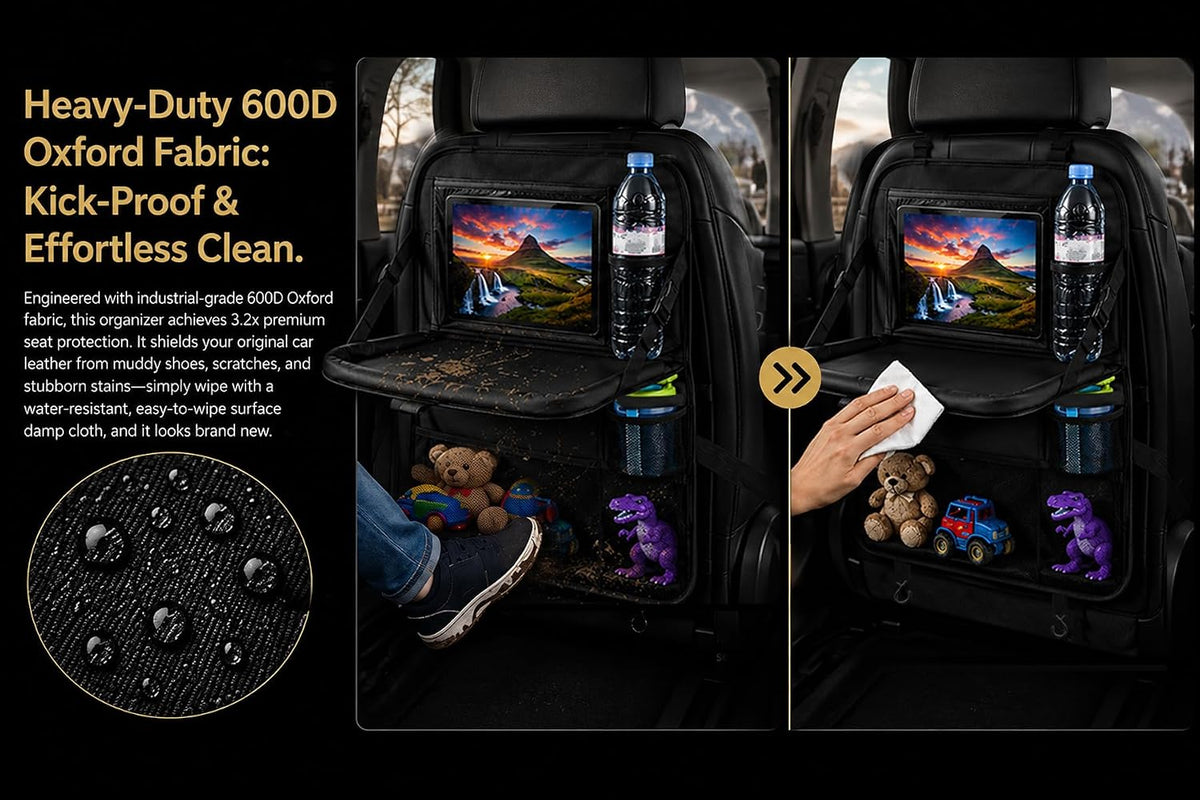 Backseat Car Organizer with Tray Table,Dual 11" Tablet Holder-1 Pack