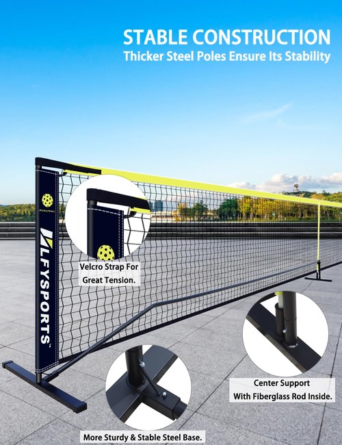 LFYSPORTS Pickleball Set with Net, Portable Indoor and Outdoor Net System with 4 Paddles for Driveway