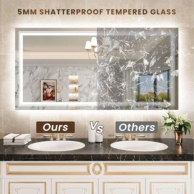 WTTY RGB LED Mirror for Bathroom,88"x38" Large LED Bathroom Mirror with Backlit and Front Light,Stepless Dimmable,Anti-Fog,Lighted Bathroom Vanity Mirror for Wall,Shatterproof,Memory Function