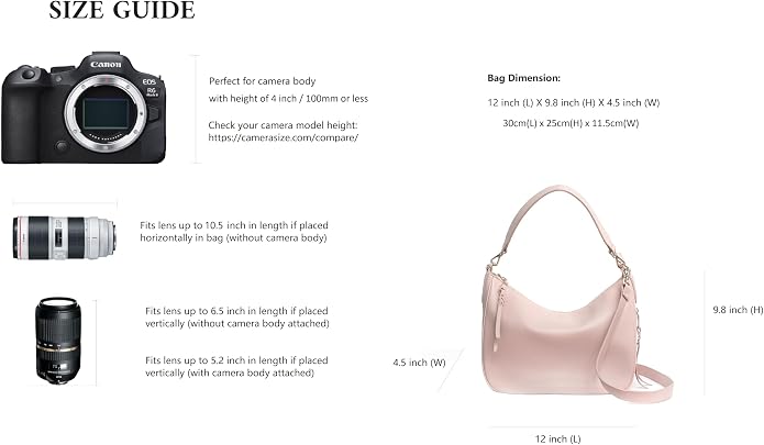 Meliae Camera Bag for Women, DSLR Mirrorless Camera Purse, Leather Shoulder