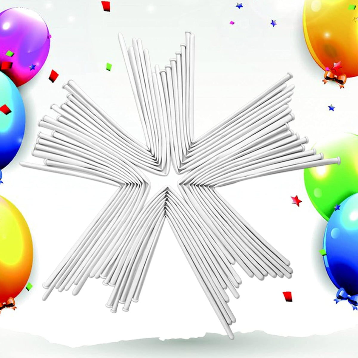 Skiennix 100Pcs Clear 260 Latex Balloons - Premium Quality Long Skinny Balloons for Kids' Parties