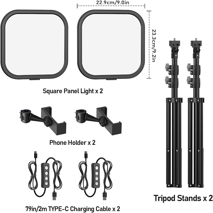 2Pack LED Video Light Kit, Hagibis 15W Photography Lighting Kit, 2500-8500K
