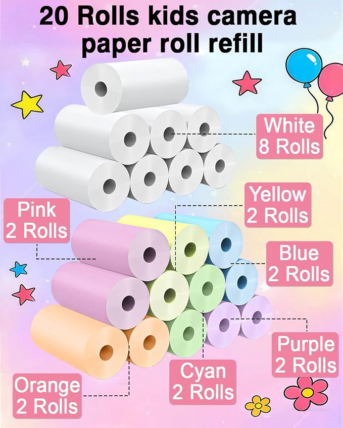 20 Rolls Instant Camera Refill Print Paper, HD Kidizoom Print Camera Paper