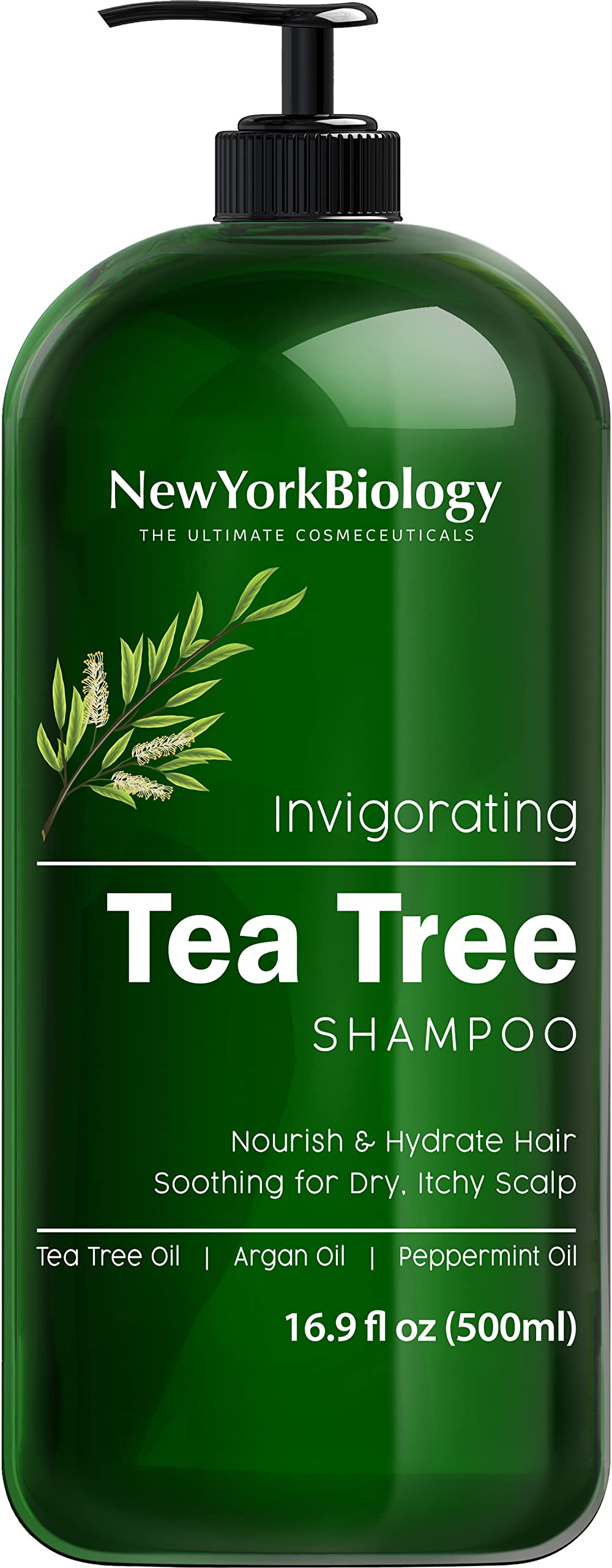 New York Biology Tea Tree Shampoo - Deep Cleanser - Relief For Dandruff And Dry Itchy Scalp - Therapeutic Grade - Helps Promote