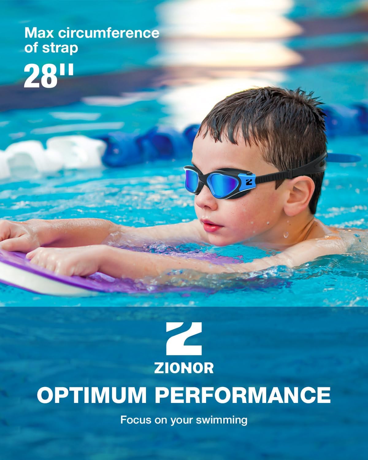 ZIONOR Kids Swim Goggles - G1MINI SE Anti-Fog UV Protection for Ages 6-14 | Comfortable Fit