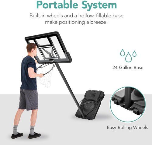 Best Choice Products 10ft Basketball Hoop - Height Adjustable 7.5-10ft Outdoor Goal with Shock Absorbent Rim & Wheels
