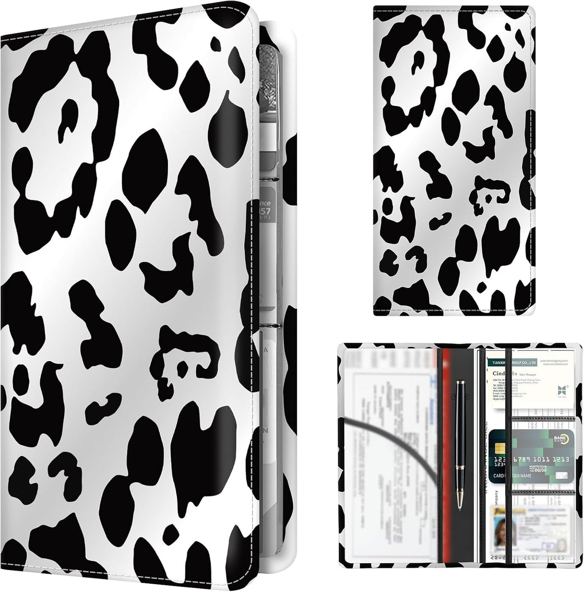 Premium Car Registration and Insurance Card Holder, Cute PU Leather Car Document Holder, Vehicle Glove Box Car Organizer with Magnetic Closure for Driver License, Cards Golden Sun and Moon