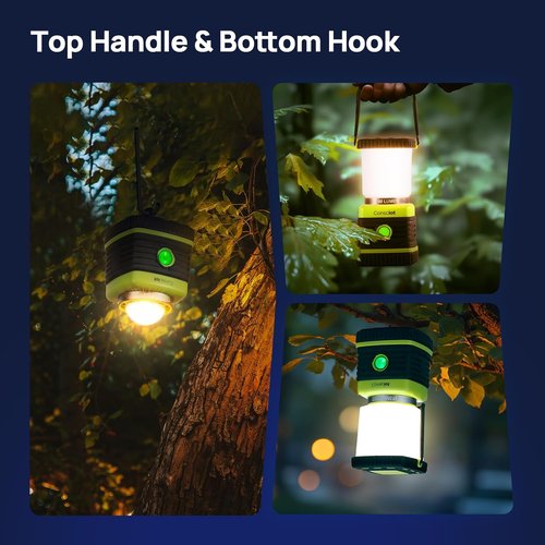 Consciot LED Camping Lantern - 1000LM Rechargeable Lights with 4 Modes & Power Bank | IPX4 Waterproof, 2 Pack