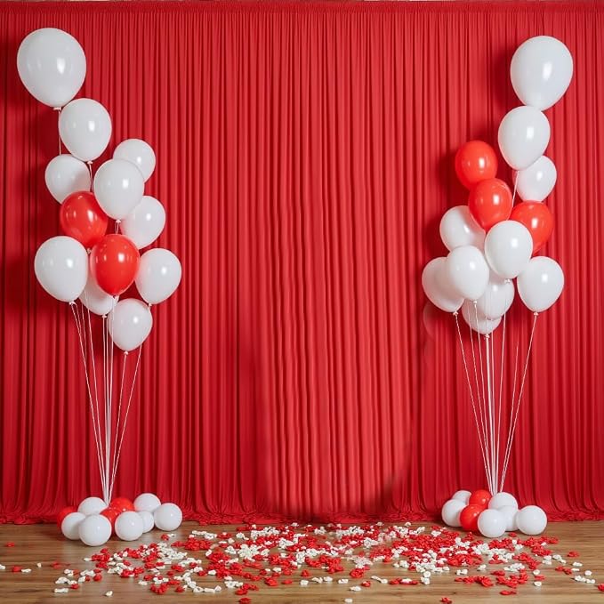 50ft x 12ft Wrinkle Free Red Backdrop Curtains