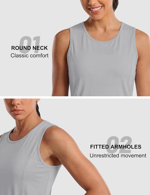 MAGCOMSEN Women's Sleeveless Workout Tank Tops - UPF 80+ Dry Fit Athletic Gym Shirts for Summer