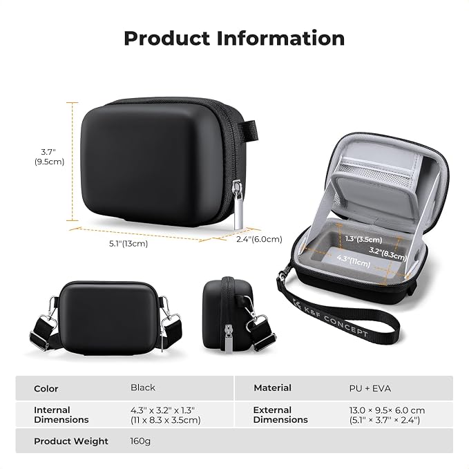 K&F CONCEPT Carrying Case for Digital Camera, Small Hard Shell Protective Case