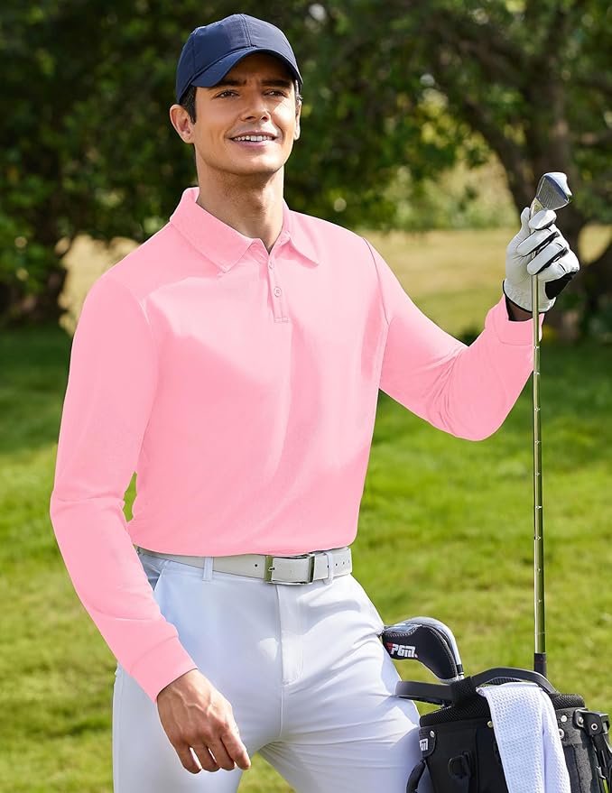 Deyeek Men's Polo Shirts Long Sleeve Golf Polo Shirts for Men Quick Dry UPF 50+ Sun Protection Polos Casual Collared Shirts
