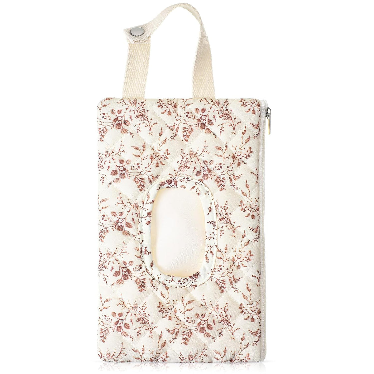 2 Pcs Quilted Diaper and Wipes Pouch Portable Hanging Floral Wet Wipe Bag Diaper Bag Reusable Wipes Pouch for for Stroller Car Travel Infant Diapering Organizer (Mixed Floral)