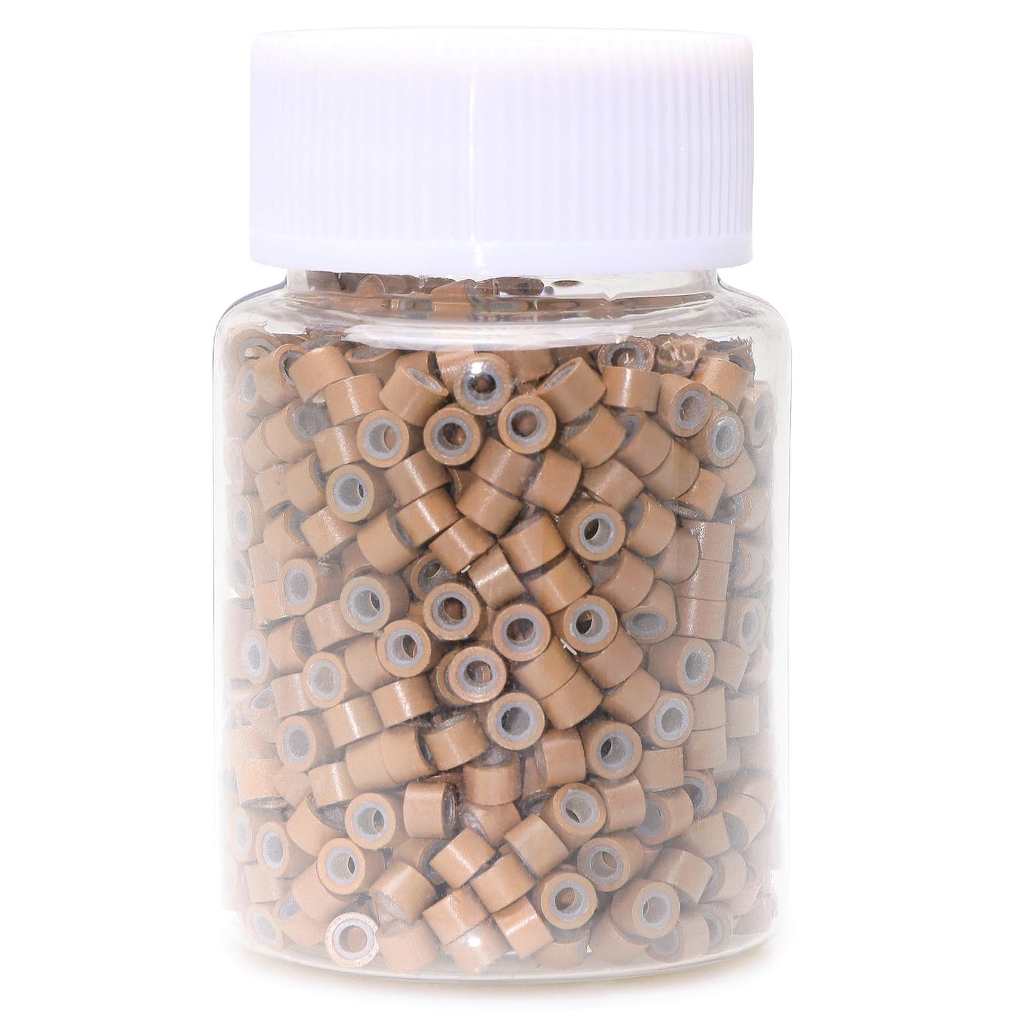 Niaconn 1000Pcs Microlink Beads 4Mm Silicone Lined Hair Tinsel Beads Micro Link Rings For Hair Extension - Light Brown