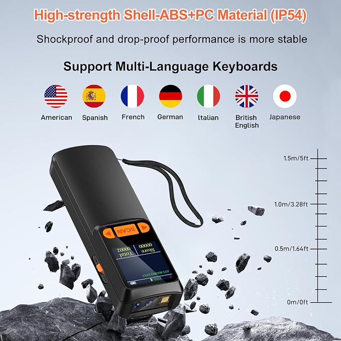 KUIIYER Mini Bluetooth Barcode Scanner, Wireless 2D QR 1D Bar Code Scanners