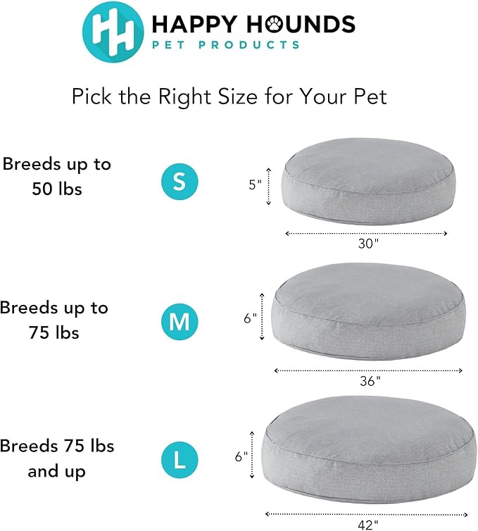 Gordie Round Indoor/Outdoor Pillow Style Dog Bed, Blue Heather, Medium