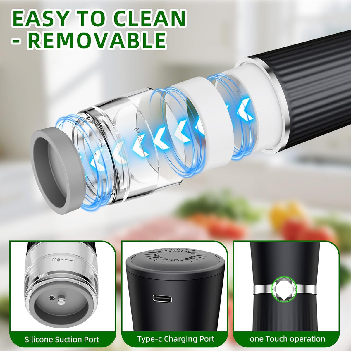 Skiennix Vacuum Sealer - Handheld Compact Food Saver with 30 Reusable Bags for 10X Freshness