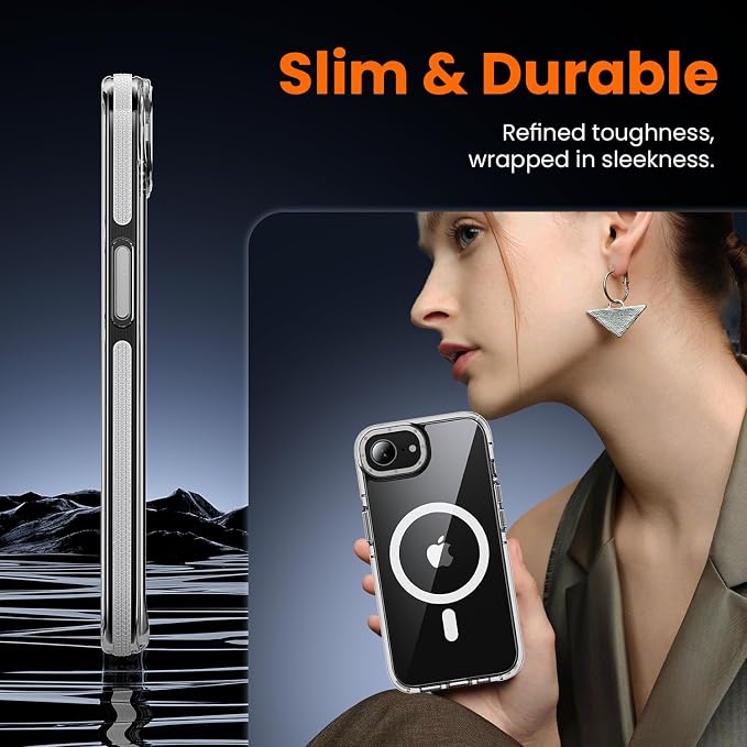 toushion 3 in 1 for iPhone 16E/17E Case Clear, Shockproof Guard Corners