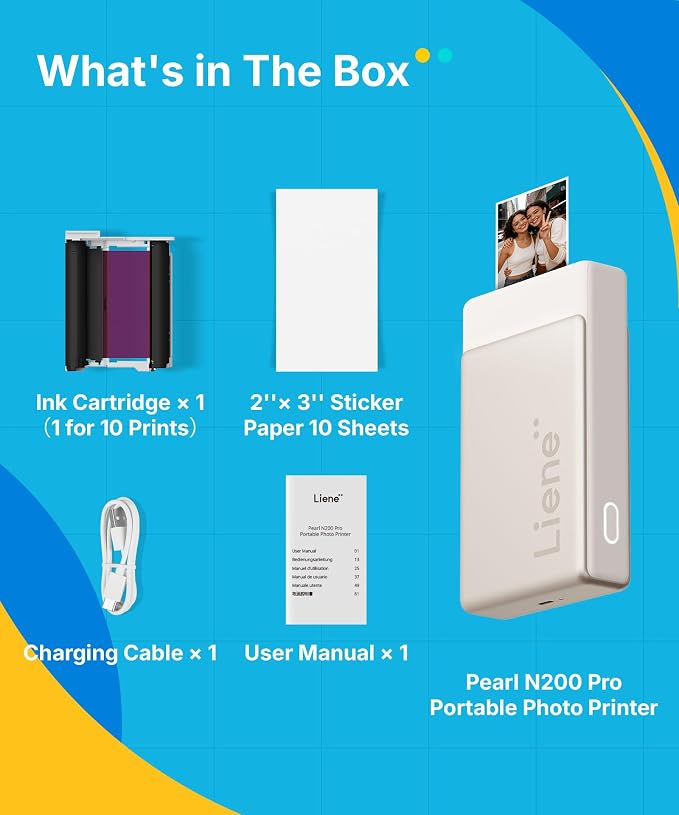 Liene Pearl N200 Pro Portable AI Photo Printer, Instant Mini Picture Printer