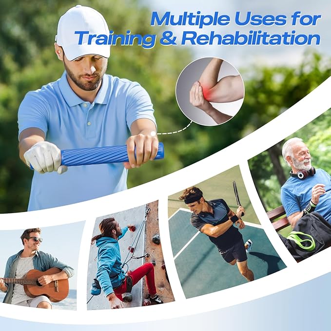 Flex Therapy Bar - Tennis & Golfers Elbow Therapy Bar, Relieve Tendonitis Pain & Improve Grip Strength, Twist Bar for Physical Therapy, Fitness Resistance Bar Equipped with 3 PCS Bar & 5 PCS Bands