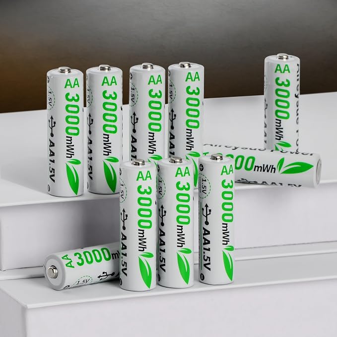 10-Pack Rechargeable AA Batteries Lithium